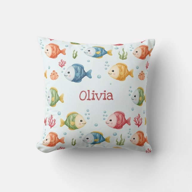 Almofada Playful Tropical Fish Patterno Personalizado (Frente)