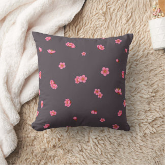 Almofada Plum Charcoal Red Plum Blossom Floral Pattern