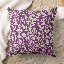 Almofada Plum Purple Floral Vines Patten