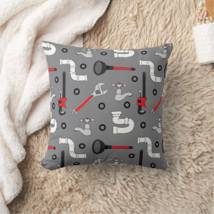 Almofada Plumber Plumbing Tool Patterned Gray