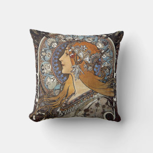 Almofada Plume Zodiac Mulher de Alphonse Mucha - Art Nouvea