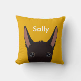 Almofada Podenco personalizado com rosto preto, branco e am