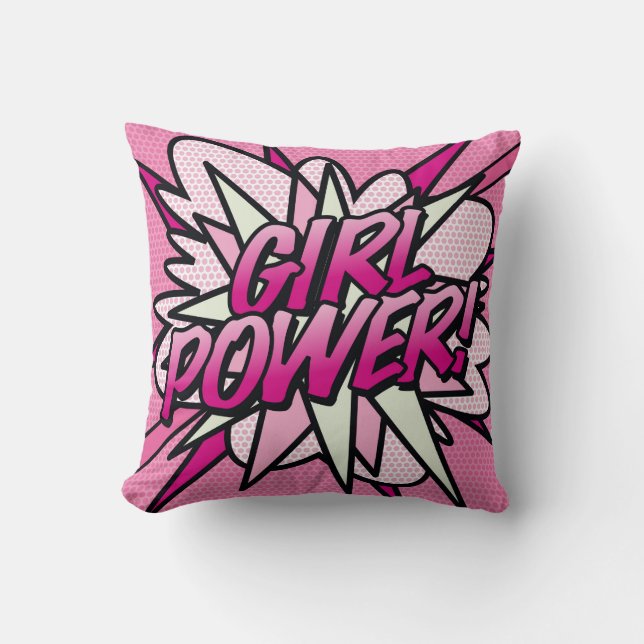 Almofada PODER DA MENINA Rosa Diversão Legal Moderno Tendên (Frente)