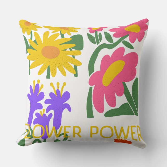 Almofada Poder das Flores Design de Flora Retro (Frente)