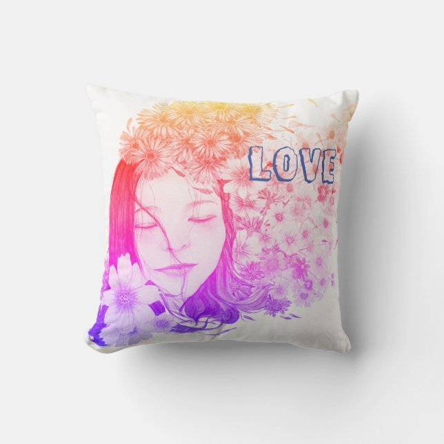 Almofada Poder do amor floral feminino (Frente)