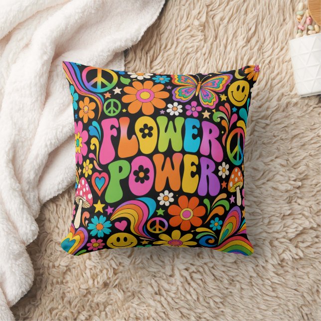 Almofada Poder Floral Groovy Casa Retrô (Cobertor)