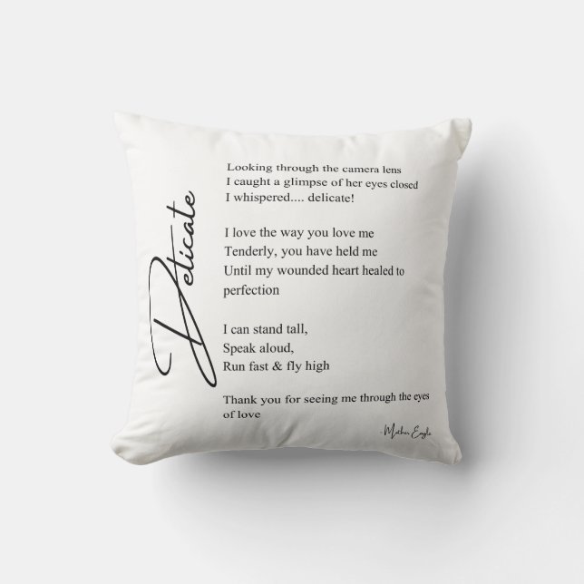 Almofada Poesia de Poema de Amor Delicado (Frente)