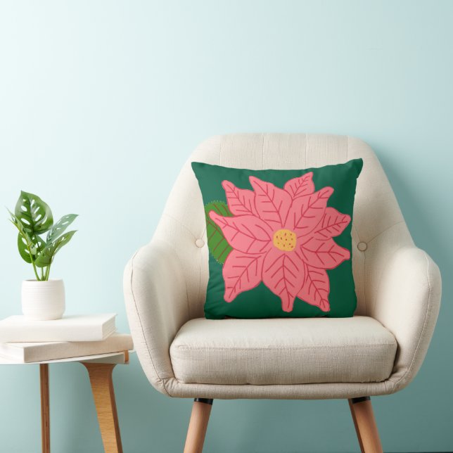 Almofada Poinsétia de Natal rosa (Cadeira)