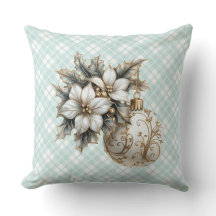 Poinsettia Branca e Ornamento Dourado