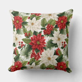 Almofada Poinsettia de Natal – Design Floral de Feriado