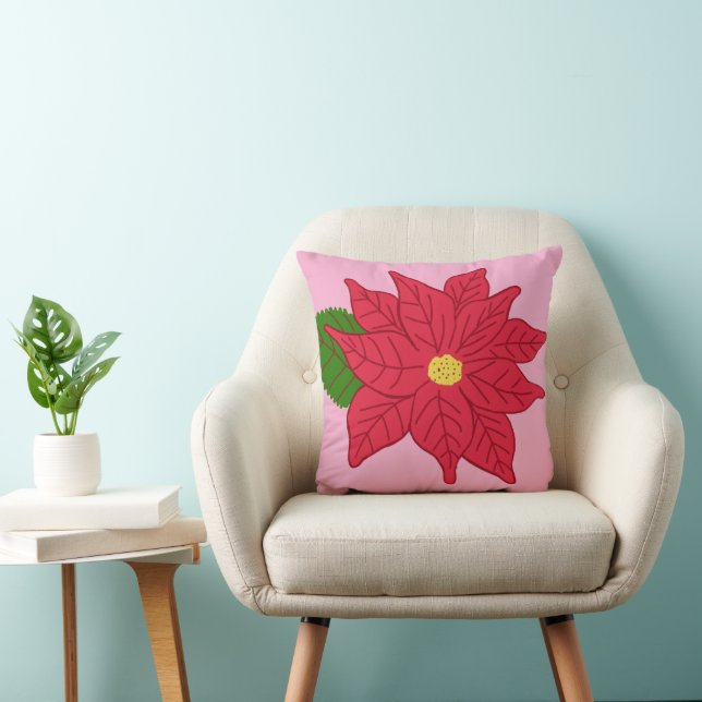 Almofada Poinsettia de Natal Vermelha (Cadeira)