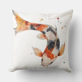 Almofada 🐟 Poisson Koi en Aquarelle : Harmonie en Mouvemen