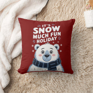 Almofada Polar Bear Christmas: É muito divertido nevar!