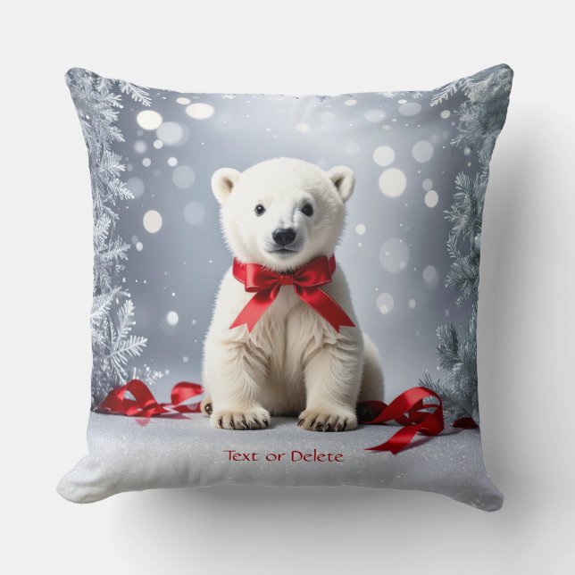 Almofada Polar Bear Christmas Holiday Throw Pillow (Frente)