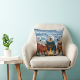 Almofada Polar Bears Around a Bonfire
