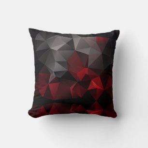 Almofada Poligonal, preto e vermelho