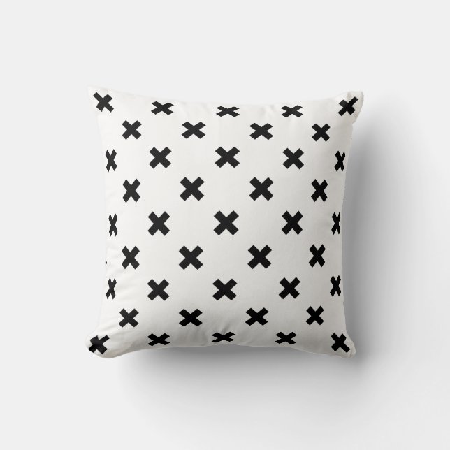 Almofada Polka preto cruza em branco (Frente)