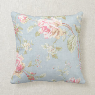 Almofada Polkadots do victorian dos rosas brancos dos azuis