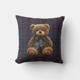 Almofada Polo Teddy Bear Tartan Plaid Kid Boy Nursery Decor