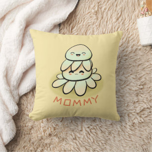 Almofada polvo kawaii, mãe e filho