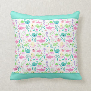 Almofada Polvo Verde Baleia Oceano Praia Bebê Água de Pra