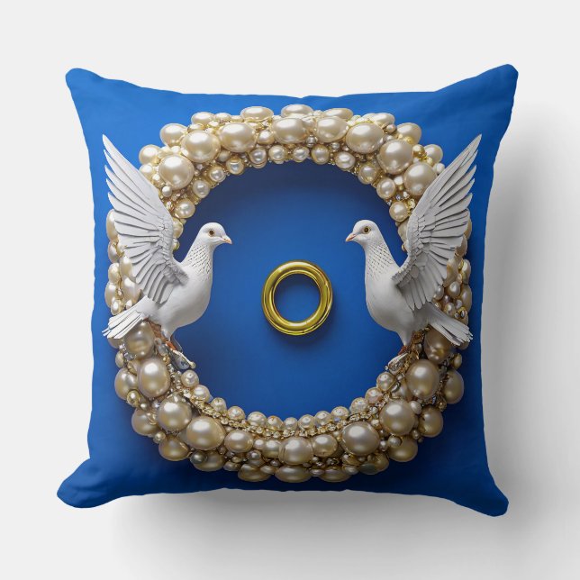 Almofada Pombas de casamento aves de amor romântico design  (Frente)