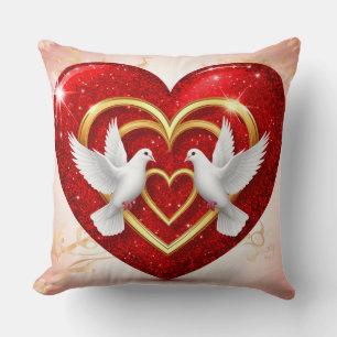 Almofada Pombas Românticas Coração Amor