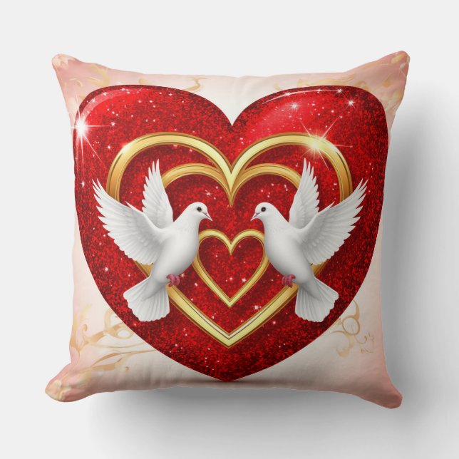 Almofada Pombas Românticas Coração Amor (Frente)