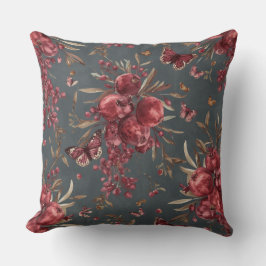 Almofada Pomegranate & Olive Botanical Throw Pillow | Wine