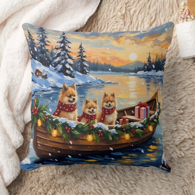 Almofada Pomeranian Christmas Boat Holiday (Cobertor)