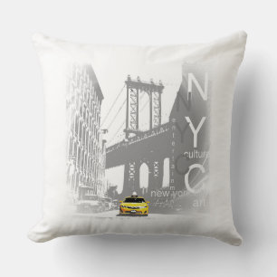 Almofada Ponte de Brooklyn amarela do táxi de Nyc da Nova