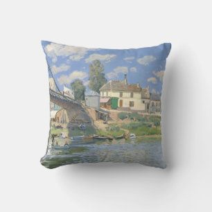 Almofada Ponte de Villeneu por Sisley Impressionista Paint
