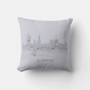 Almofada Ponte Londres Big Ben e Skyline Ink Sketch