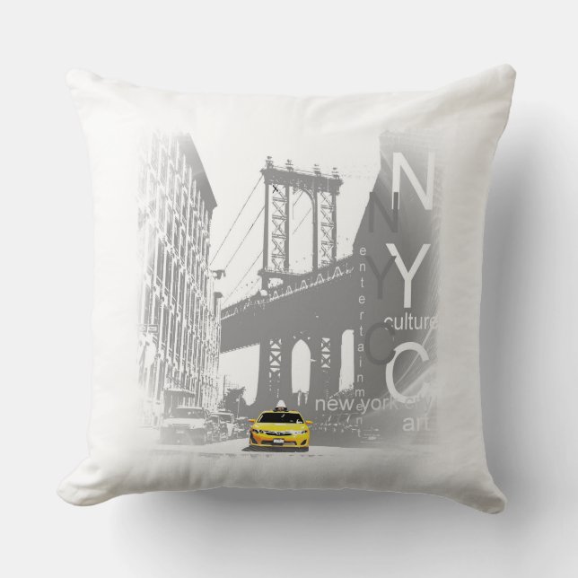 Almofada Ponte Nova Iorque Nyc Yellow Taxi Brooklyn (Frente)