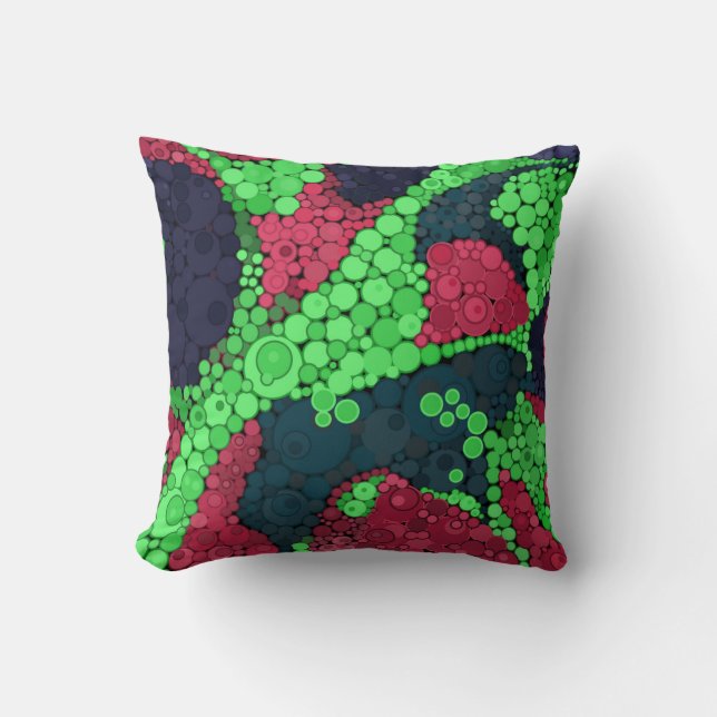 Almofada Pontilhismo sem costura - mão pintada em círculos  (Frente)