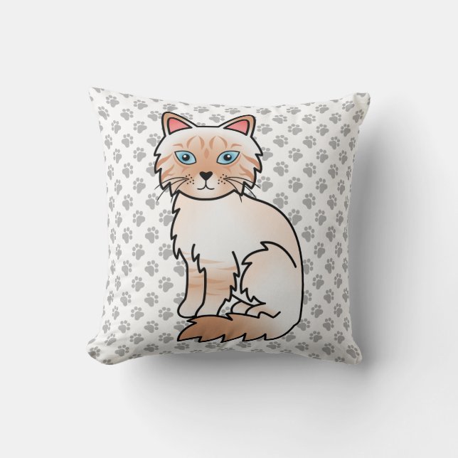 Almofada Ponto Vermelho Tabby Birman / Ragdoll Gato Fofo &  (Frente)