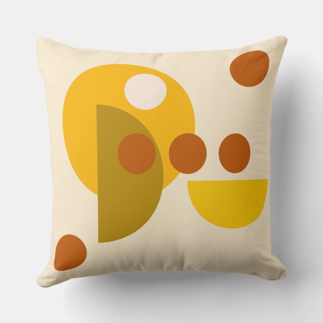 Almofada pontos castanhos abstrato amarelo bege (Verso)