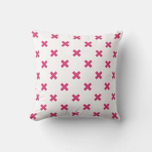 Almofada Pontos cruzados de Fuchsia em branco