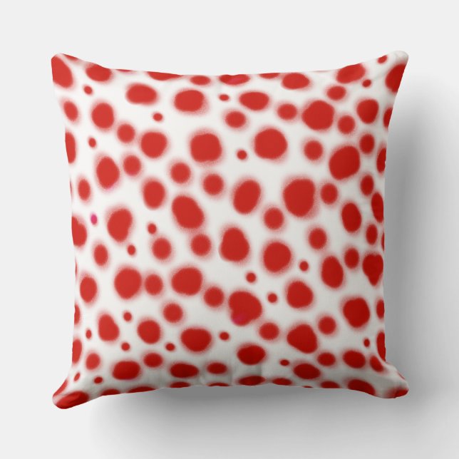 Almofada pontos dalmáticos manchas vermelhas e brancas (Verso)