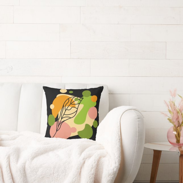 Almofada Pontos de abstrato interessantes com folhas (Sofá)