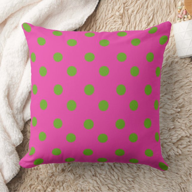 Almofada Pontos de Bolinha de Maçã Verde na Rosa Diva (Cobertor)