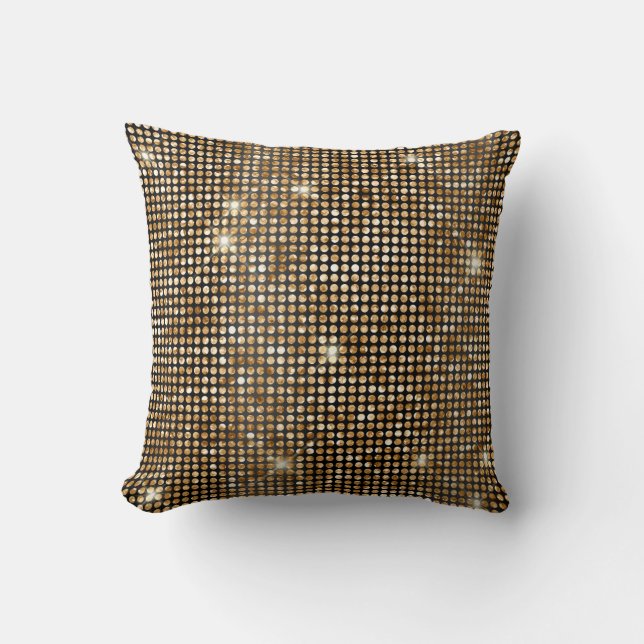 Almofada Pontos de Brilho Falso Preto e Dourado Glam (Frente)