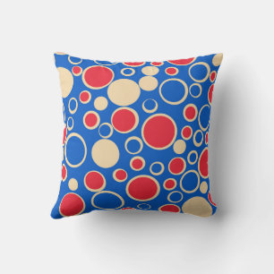 Almofada Pontos de cor vermelha e azul no azul
