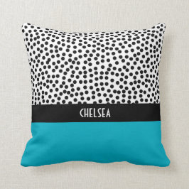 Almofada Pontos de Dalmation com Aqua de Colorblock do