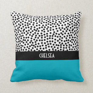 Almofada Pontos de Dalmation com Aqua de Colorblock do