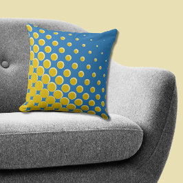 Almofada Pontos de Meia-Tonalidade Azul Amarelo Geométrico