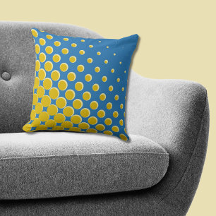 Almofada Pontos de Meia-Tonalidade Azul Amarelo Geométrico