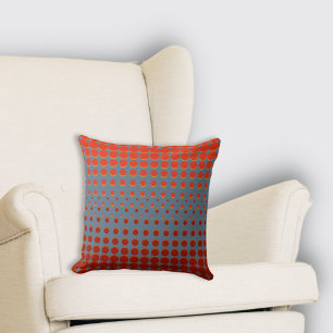 Almofada Pontos de meia-tonalidade na moda Azul e Vermelho