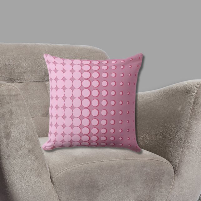 Almofada Pontos de Meia-Tonalidade Rosa Pálidos Modernos (Pillow with Pink Halftone Pattern)