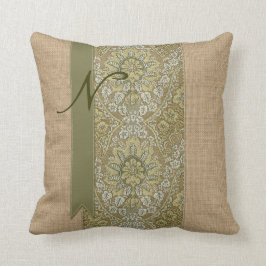 Almofada Pontos naturais bonitos da fita do damasco do